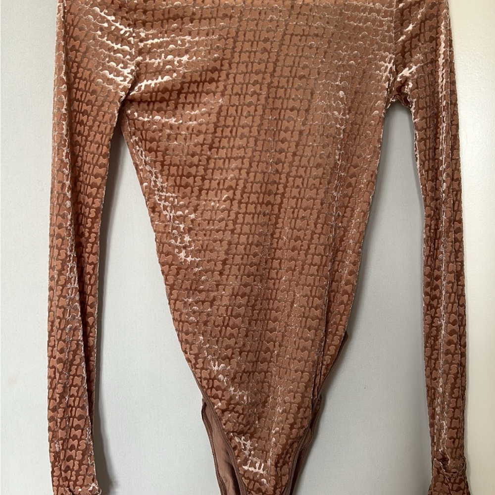 SKIMS Brown Velvet Bodysuit